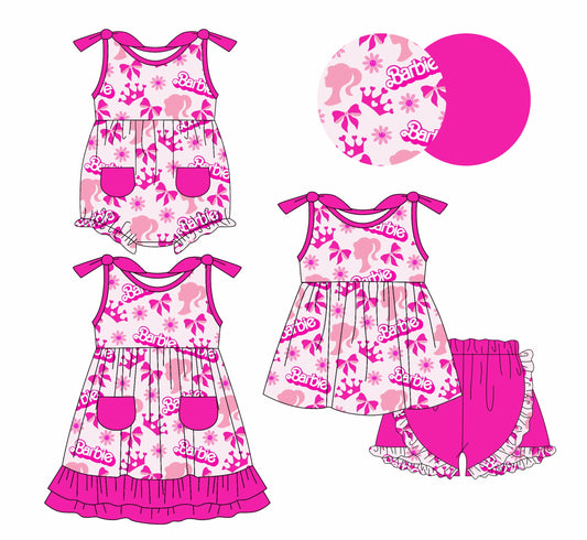 Baby Girl Pink Dolls Bows Sibling Romper Dolls Set ( Moq 5 Each Style ) 1.7