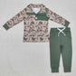 Baby Boy Long Sleeves Fall Green Camo Pullovers Tops Shirt Pants Clothes Set