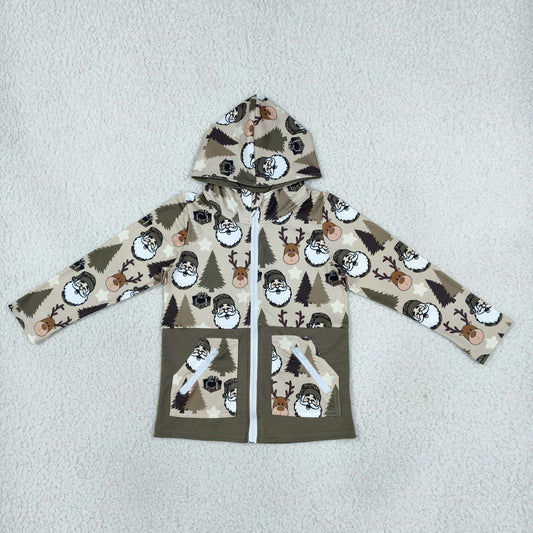 Baby Boy Long Sleeves Santa Deer Christmas Pockets Hoodie Zipper Coat Tops RTS