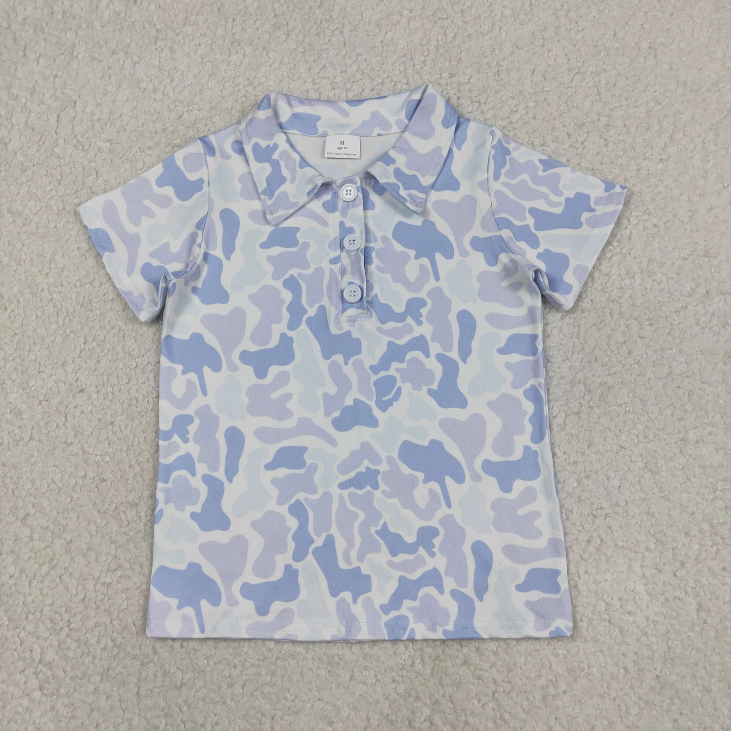 Baby Boys Kids Short Sleeves Blue Camo Buttons Shirt Tops RTS