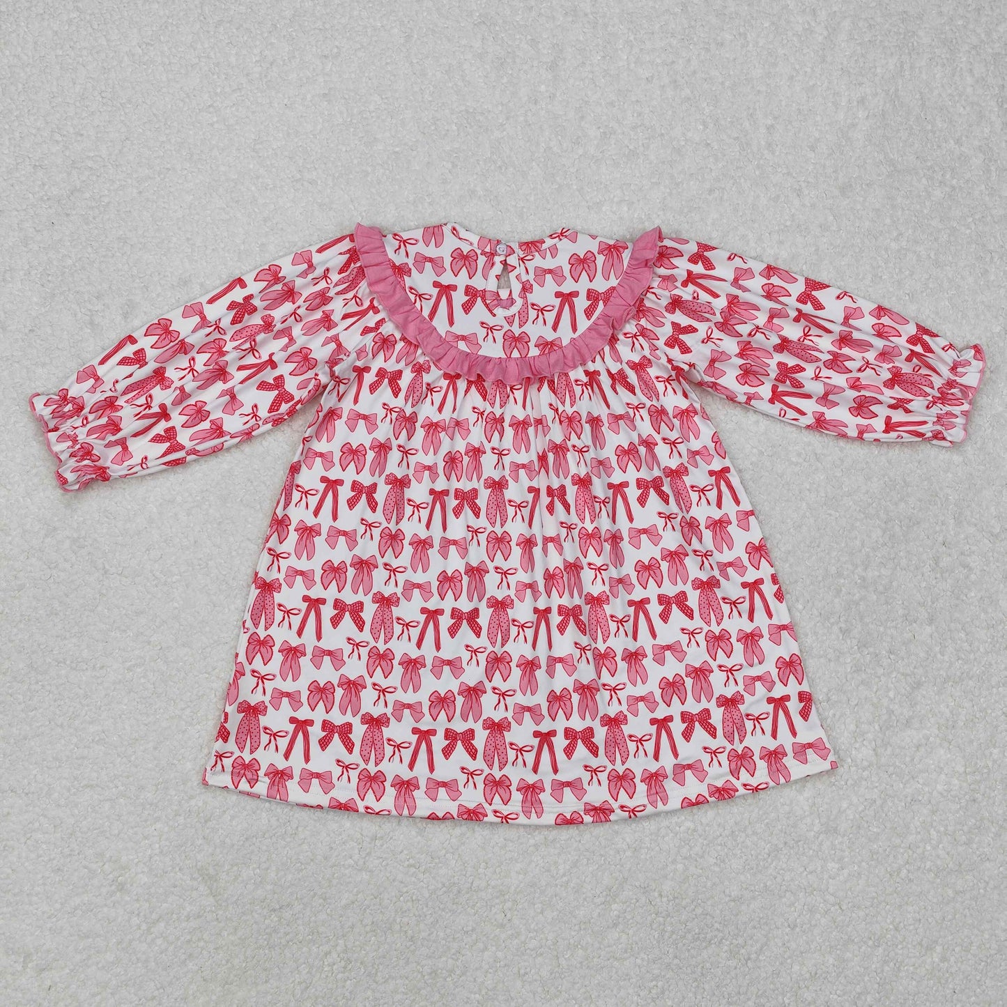 Baby Girl Long Sleeves Mama's Bestie Smocked Embroidery Knee Length Dress