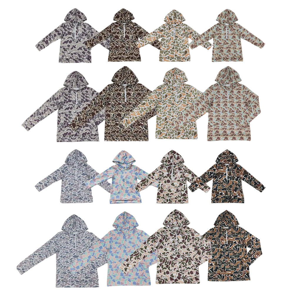 Sibling Baby Boys Adult Women Long Sleeve Zipper Pockets Hoodie Pullovers Camo Clothes RTS