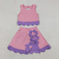 Baby Girls Kids Sleeveless Pink Tops Purple Bows Skirt Shorts Yoga Clothes Set RTS