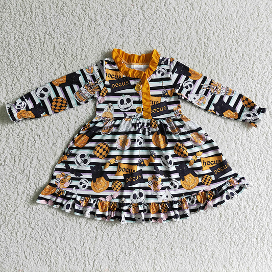 Promotion Baby Girl Halloween Pumpkin Gown Dress RTS