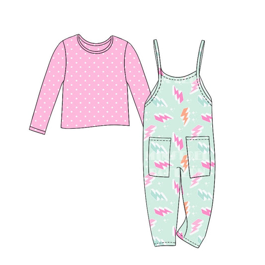 Baby Girl Long Sleeves Pink Shirt Jumpsuit Set