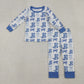 Baby Girl Long Sleeves Blue Bows Boots Shirt Pants Western Pajamas Clothes Set RTS