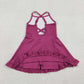 Baby Girls Kids Straps Yoga Active Purple Ruffle Knee Length Dress RTS