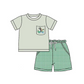 Moq 3 Pre-order BSSO0734 Baby Boy Short Sleeves Duck Shirt Green Plaid Pocket Shorts Summer Set