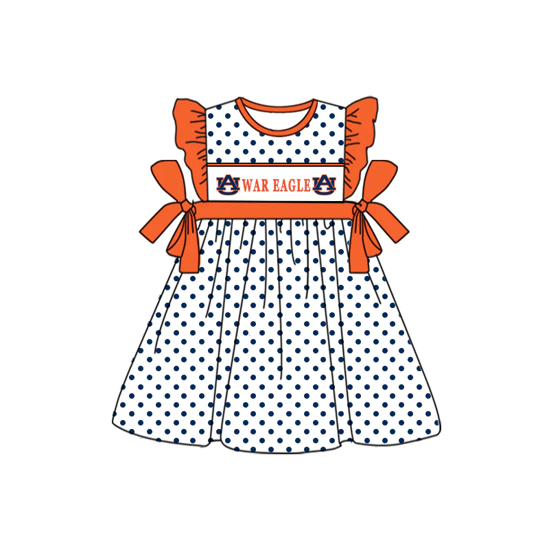 Baby Girl Orange Short Sleeves Team Dress