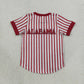 Baby Boy Kids Short Sleeves Red Grey Stripes Shirt Team Tops RTS