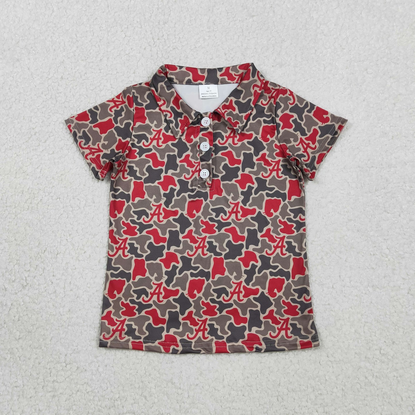 Baby Boys Kids Short Sleeves A Camo Print Team Buttons Shirt Tops RTS