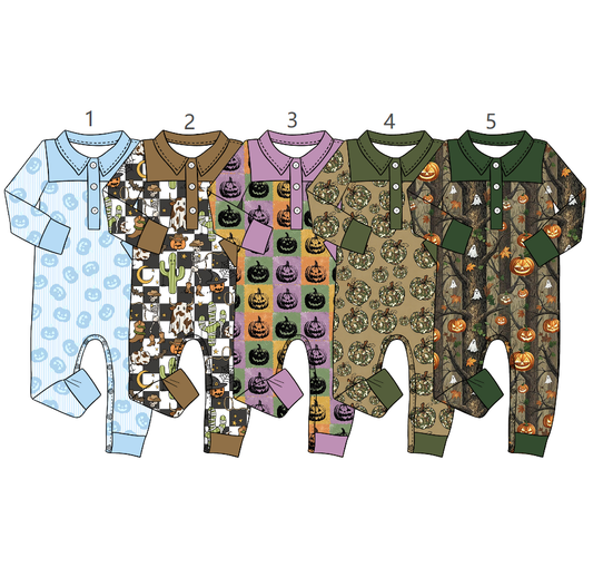 ( Moq 5 Each Style ) Sibling Baby Boys Infant Long Sleeves Pumpkins Halloween Rompers Clothes