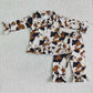 Sibling Baby Girls Long Sleeves Leopard Western Print Buttons Shirt Pants Pajamas Sets RTS