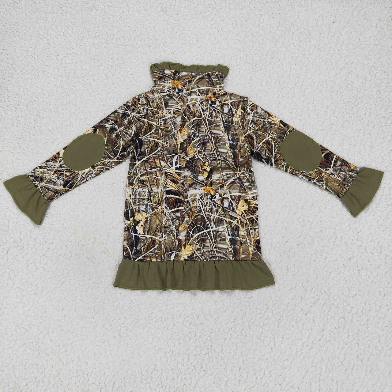 GT0312 Baby Girl Long Sleeves Duck Camo Zipper Hunting Pullover