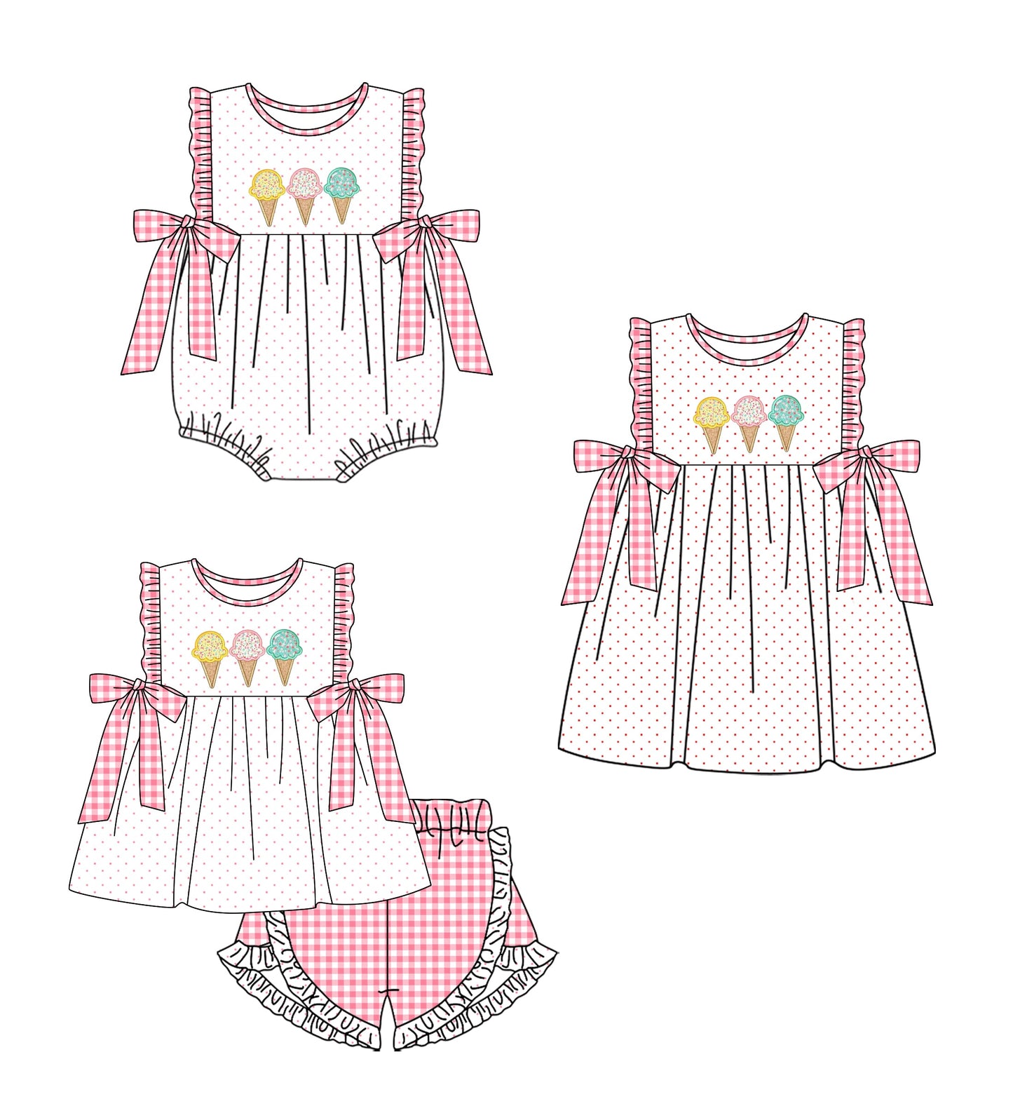 Baby Girl Popsicles Sibling Romper Dress Set ( Moq 5 Each Style ) 12.19