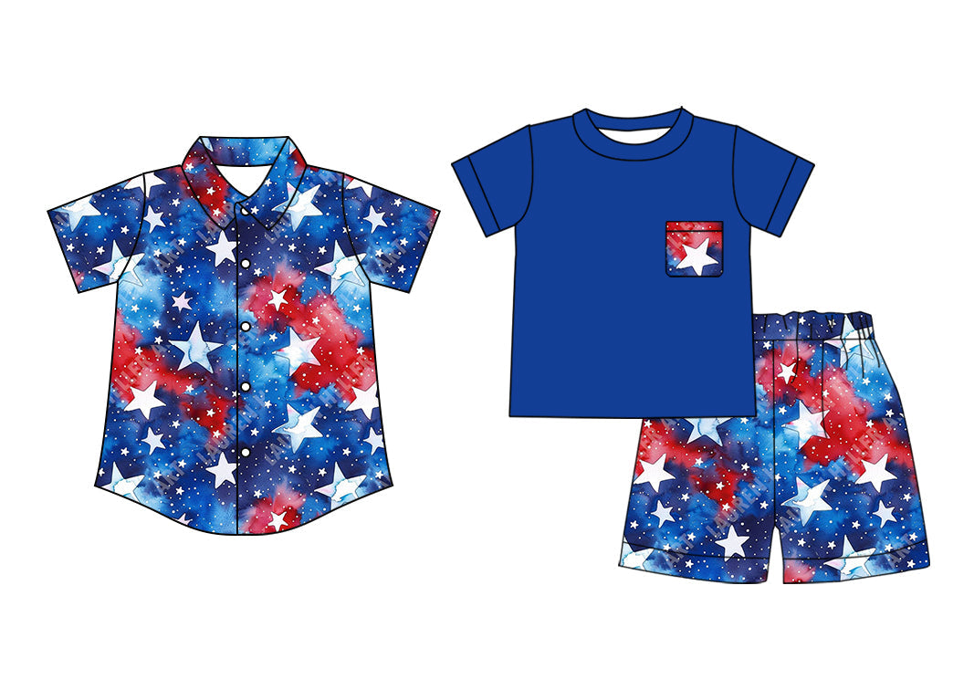 Baby Boy July 4th Stars Blue Sibling Shirt Set ( Moq 5 Each Style ) 2.17