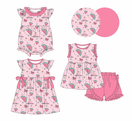 Baby Girl Watermelon Bows Flower Sibling Dress Romper Set ( Moq 5 Each Style ) 1.6