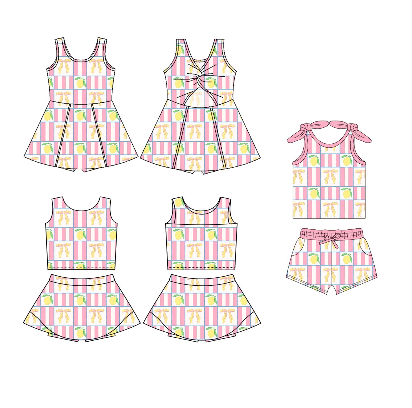 Baby Girl Sleeveless Lemons Bows Sibling Dress Set ( Moq 5 Each Style ) 4.1