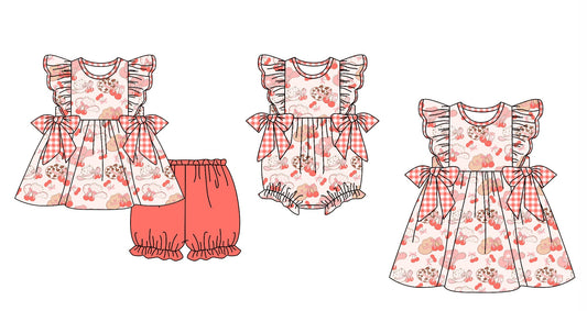 Baby Girl Short Sleeves Western Hats Sibling Romper Dress Set ( Moq 5 Each Style ) 12.18