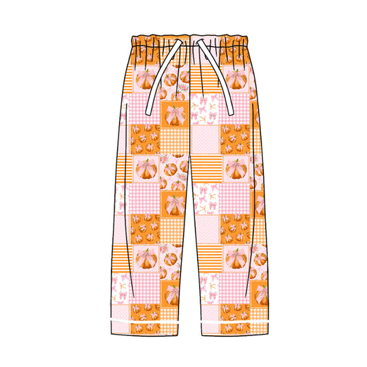 Adult Women Pumpkin Bows Plaid Pants