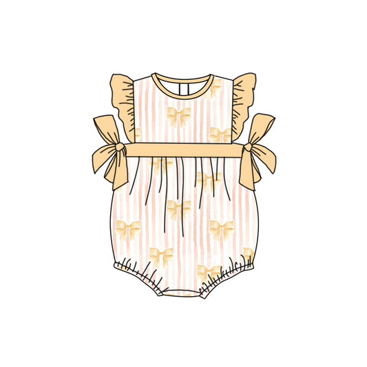 Baby Girl Infant Bows Stripes Summer Bubble Romper Moq 5