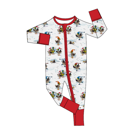 Baby Kids Infant Long Sleeves Ducks Christmas Zipper Romper