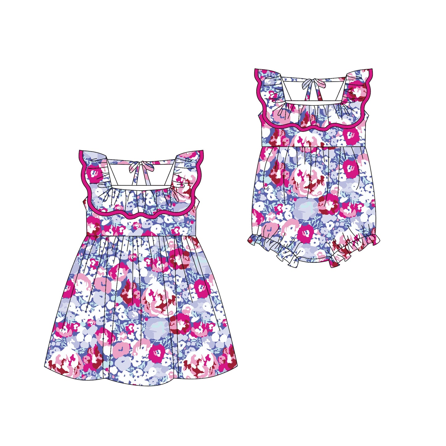 Baby Girl Flower Ruffle Summer Sibling Romper Dress ( Moq 5 Each Style ) 2.28