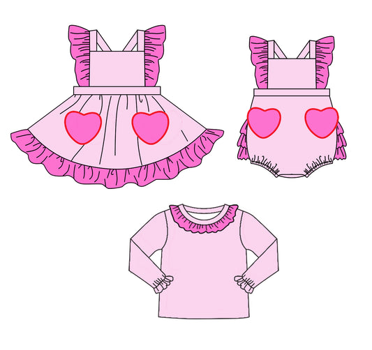 Baby Girl Valentine Day Sibling Matching Romper Dress Pink Clothes Moq 5 Each Design