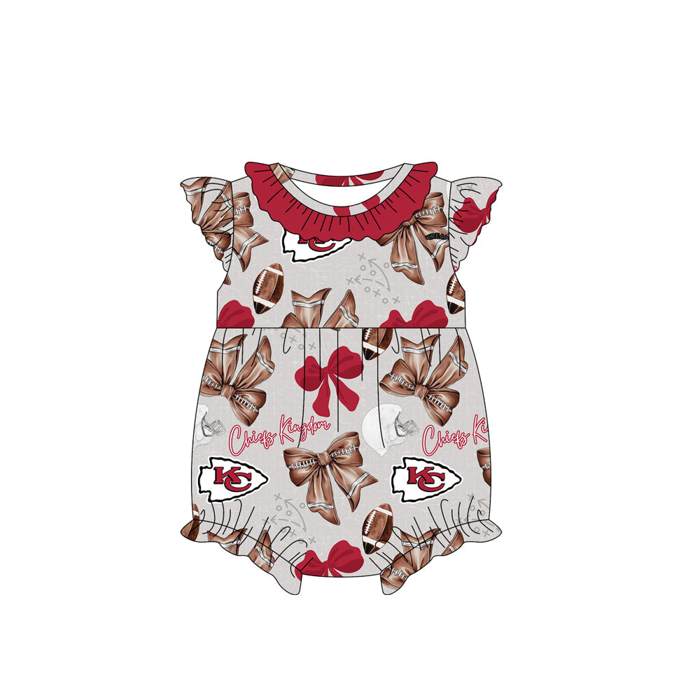 Baby Girl Football Bows Sibling Dress Romper Set ( Moq 5 Each Style )