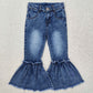 RTS Baby Girl Navy Blue Bleached Denim Bell Pants Jeans