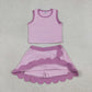 Baby Girls Kids Sleeveless Shirt Scallop Skirt Shorts Yoga Active Set Clothes RTS
