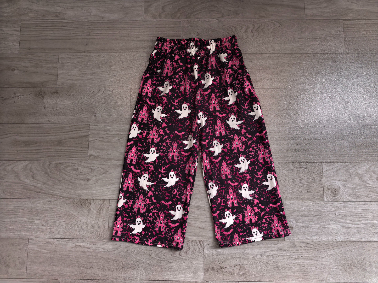 ( No moq ) Baby Girls Kids Halloween Ghosts Pink Leopard Pants Bottoms Clothes