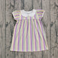 Baby Girl Short Sleeves Colorful Stripes Mardi Gras Knee Length Dress RTS