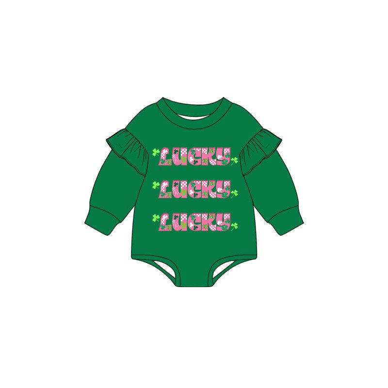 ( Moq 5 ) Preorder Baby Boys Kids Clovers St Patrick Green Bubble Romper Clothes