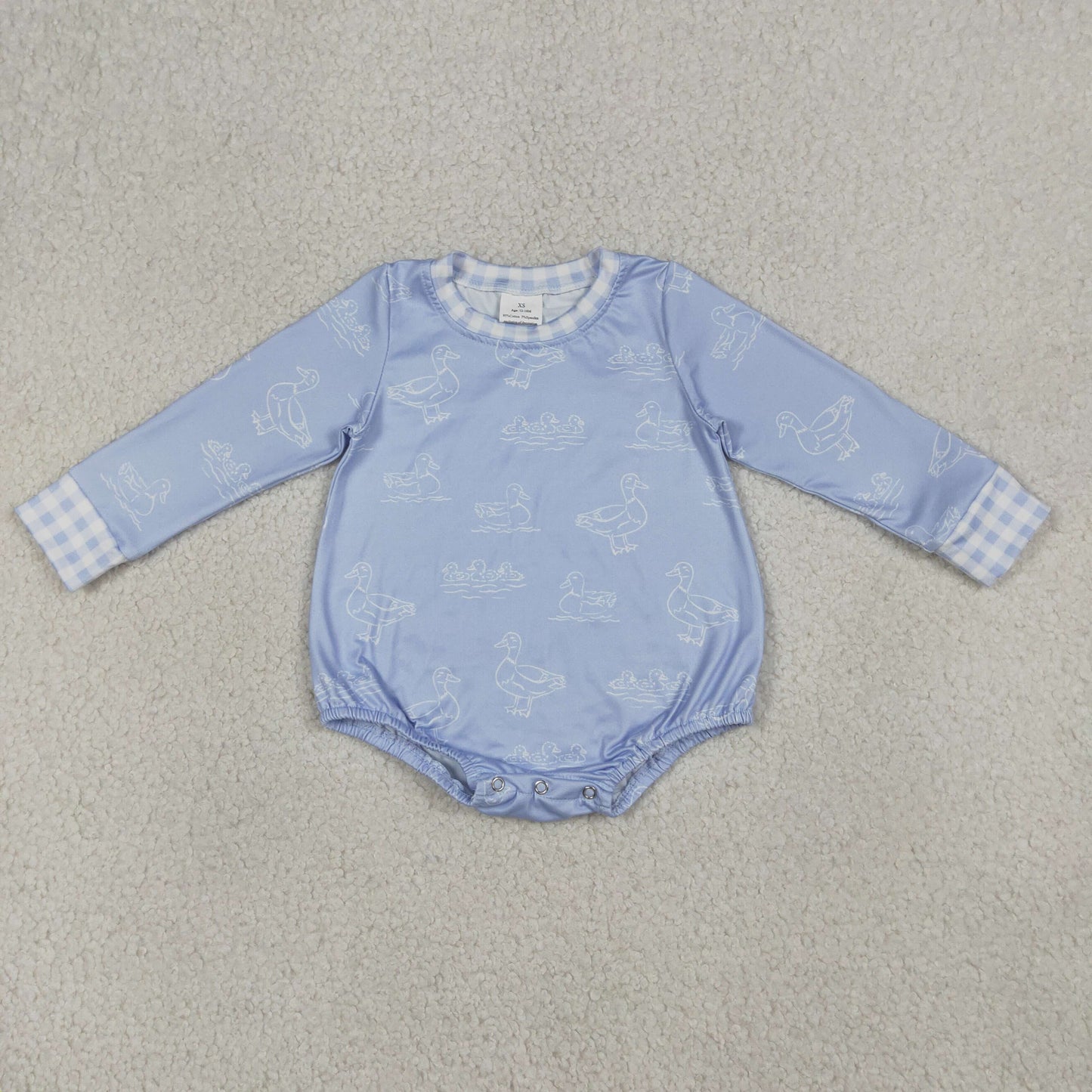 Baby Boys Infant Blue Long Sleeves Ducks Bubble Romper RTS