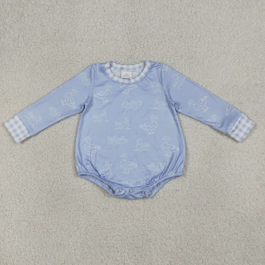 Baby Boys Infant Blue Long Sleeves Ducks Bubble Romper RTS