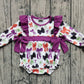 Baby Girl Long Sleeves Bows Purple Ruffle Halloween Bubble Romper RTS