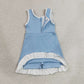 Baby Girls Kids Sleeveless Shorts Knee Length Scallop Light Blue Dress Yoga Active Clothes RTS