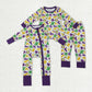 Sibling Toddler Kids Long Sleeves Mardi Gras Camo Zipper Romper Set Pajamas Clothes RTS