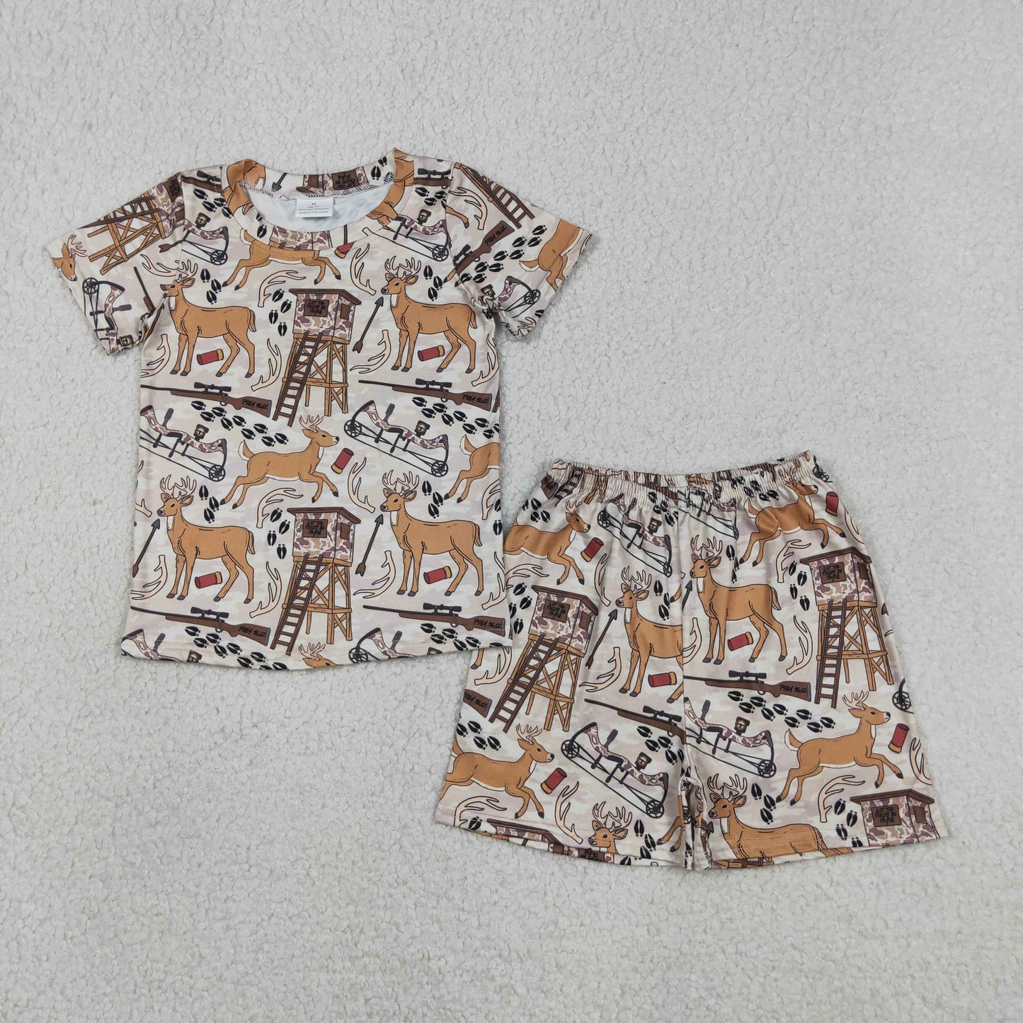 Baby Girls Kids Short Sleeves Deer Shirt Shorts Hunting Summer Clothes Set RTS
