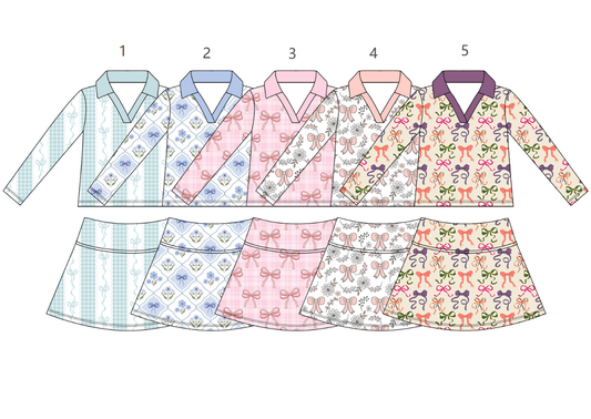( Moq 5 Each Style ) Sibling Baby Girls Kids Long Sleeves Flower Bows Shirts Skirt Shorts Sets Clothes