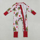 Girls Kids Green Face Stars Sibling Christmas Pajamas Dress Zipper Footie Romper Set Pink Clothes RTS