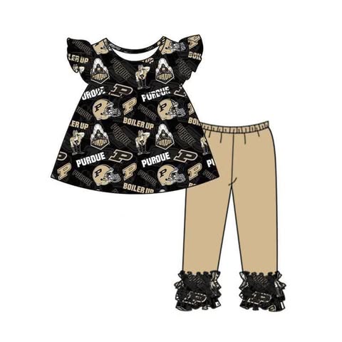 Baby Girl Short Sleeves Team Tunic Ruffle Pants Clothes Set Moq 5