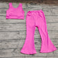 Baby Girl Pink Straps Vest Tops Bell Bottom Pants Yoga Active Wear Clothes Set RTS