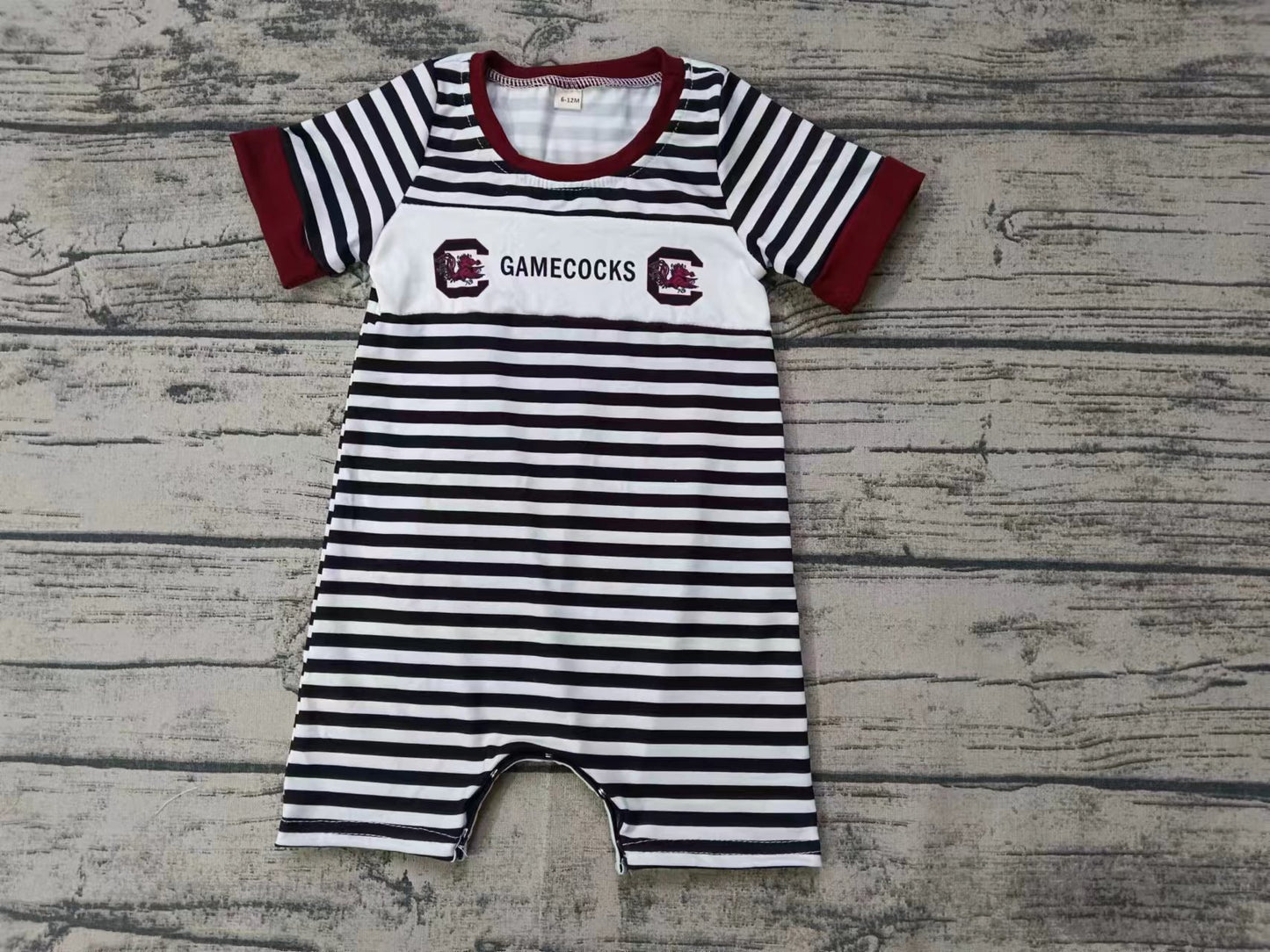 Baby Boy Infant Short Sleeves Stripes Team Buttons Romper
