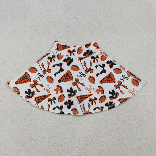 Baby Girl Orange Football Bows Cheer Summer Yoga Active Shorts Skirt Skort RTS