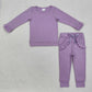 Baby Girl Long Sleeves Purple Shirt Ruffle Pocket Pants Jogger Clothes Set