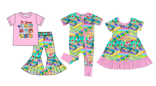 Baby Girl Short Sleeves Dr Reading Sibling Romper Dress Clothes Set ( Moq 5 Each Design )11.28