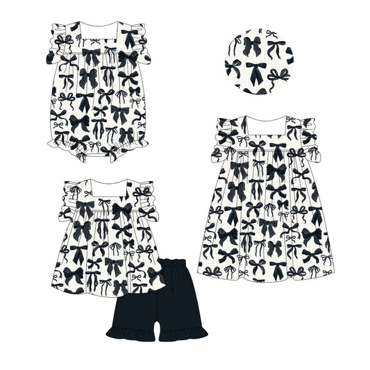 Baby Girl Black Bows Ruffle Sibling Romper Dress Set ( Moq 5 Each Style ) 2.28