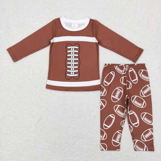 BLP0426 Baby Boy Long Sleeves Brown Shirt Pants Football Set Pajamas